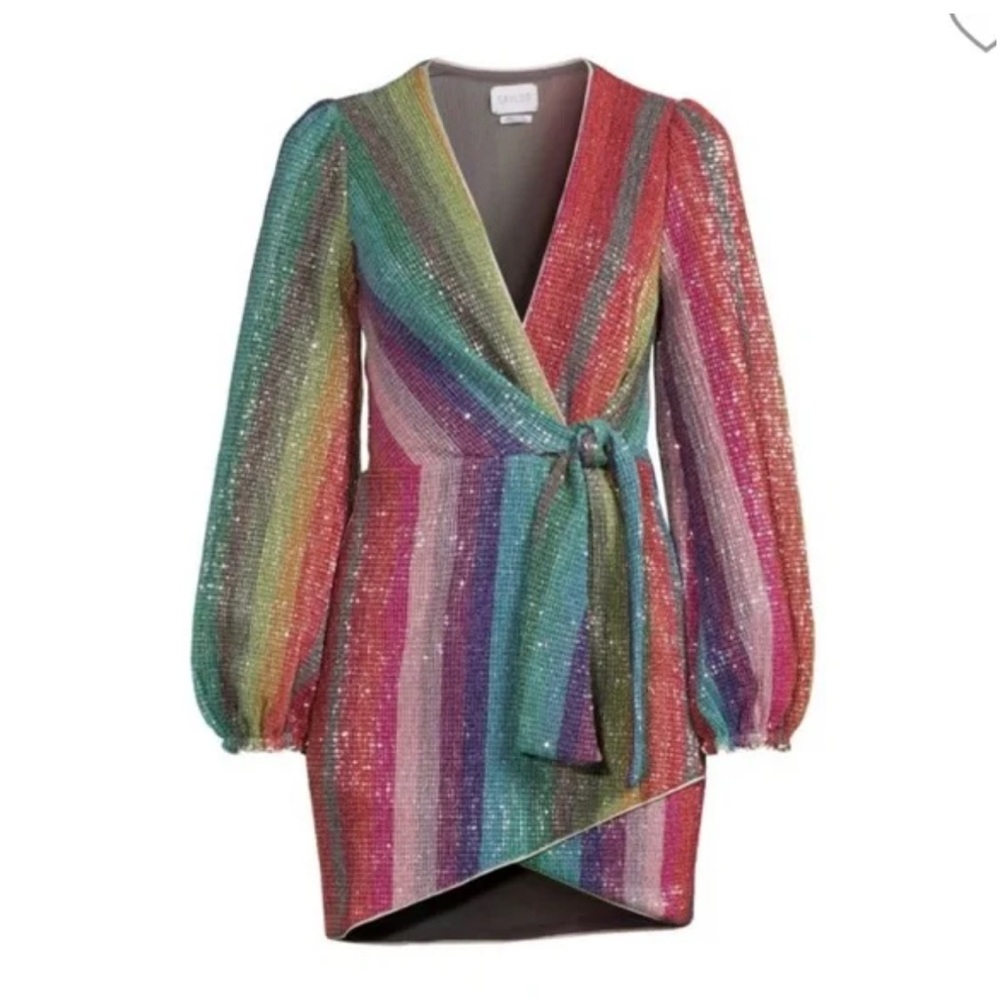 SAYLOR Debbie Shimmer Faux Wrap Dress - women’s size small